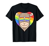 LGBT Herz Liebe Gay Pride Regenbogen Tier Lama Alpaka T-Shirt