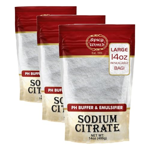 Image of Sodium Citrate Powder 14 Ounce - Food Grade, Non-GMO - Emulsifier for Cheese, Spherification, and Molecular Gastronomy Cooking (Pack of 3)