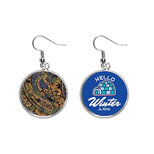 Pendientes de loto con patrones de pescado clásico abstracto en joyería de cuelgue tipo gota