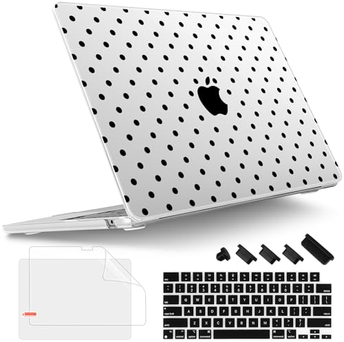 Image of Tuiklol for MacBook Air 13 inch Case M5 2026 M4 2025 M3 2024 M2 2022 Release Model A3449 A3240 A3113 A2681,Plastic Hard Shell Cover for MacBook Air 13.6 with Touch ID, Spot-Black