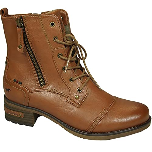 MUSTANG Bottines à lacets pour femme, cognac, 39 EU