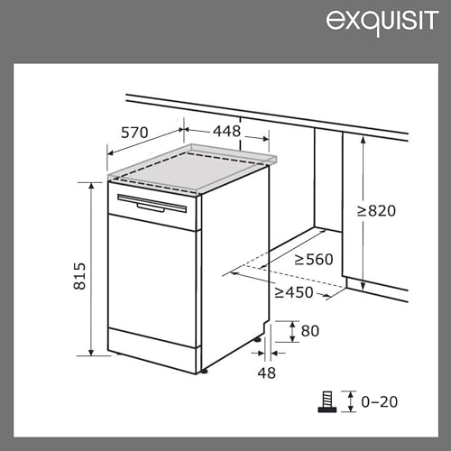 Exquisit PLUS Geschirrspüler 45 cm, Unterbaufähig, 9 Maßgedecke, 9 Liter, ECO-Programm, Startzeitvorwahl, GSP59309-030E weiss