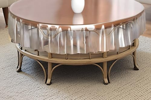 Image of The Furnishing Tree Round Shaped Center Transparent Table Cover WxL 42x42 inches 0.25 mm Thickness Without Lace