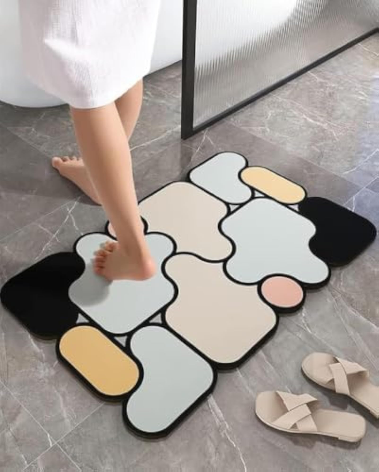 5D Puzzle Bathroom Mat, Non-Slip Quick-Dry Washable