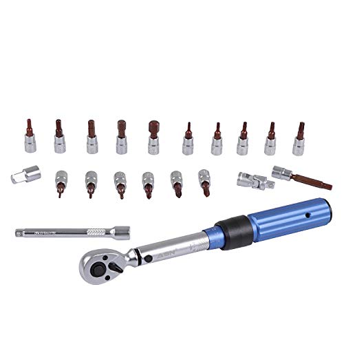 ABN 1/4IN Drive Click Torque Wrench Set, 23Pc - 2-22Nm Dual Direction 20-200 Inch Pound Torque Wrench and Bit Tool Set