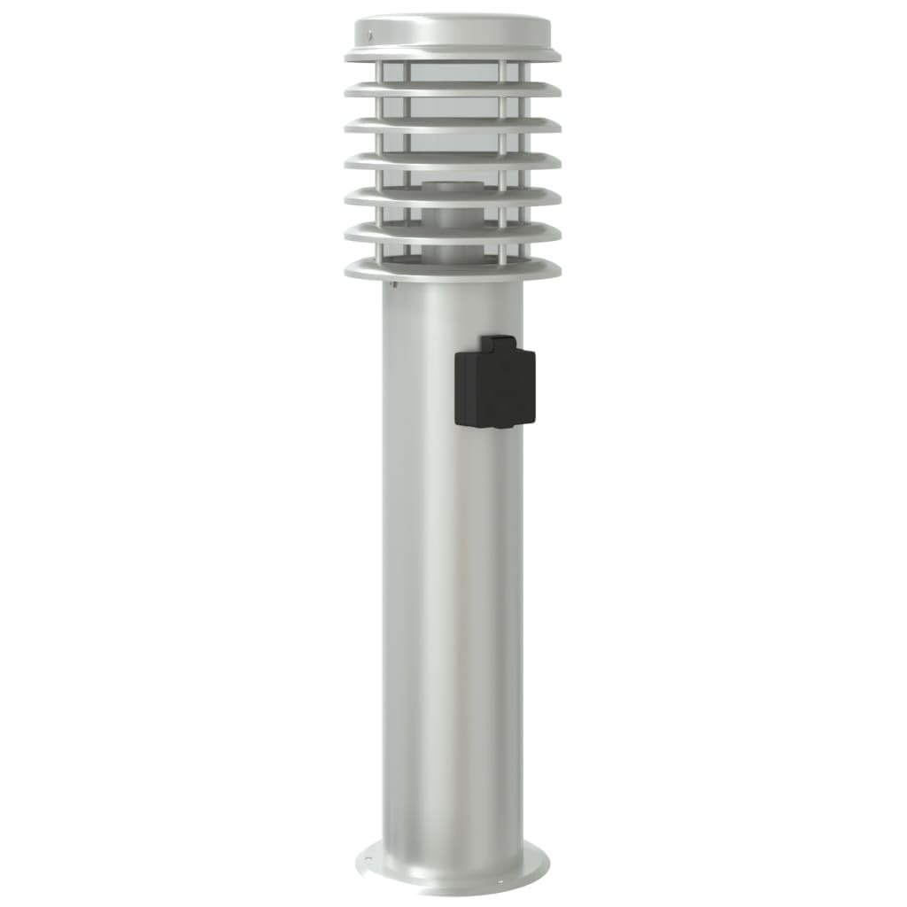 Lampada da Terra per Esterni con Presa Argento 60 cm in Acciaio,Lampade da Terra,Lampada da Terra Moderna,Lampade da Terra per Soggiorno-4006373
