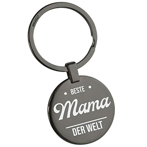 Schlüsselanhänger Schwarz Chrome - Bester Papa - Sehr Edel - 35 mm Durchmesser - von Your Gravur, Motiv:Beste Mama Cover