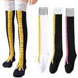 3 pairs Calcetines divertidos para adultos, Calcetines con pies de pollo, calcetines divertidos de pollo para mujer, calcetines de pollo, regalos,pájaros patas, patas de pollo por encima de la rodilla