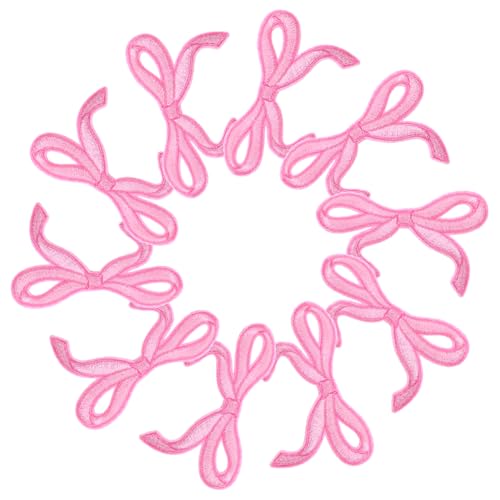 Gadpiparty 10 Piezas Parche De Tela De Pajarita Parches De Chaqueta Coser Apliques De Ropa Pegatina Parche De Arco Coser Parches Bordados Dijes De Lazos Para Calcetines Rosa Hilo De Poliéster