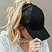 HUBGFEQ New Ponytail Baseball Cap, Adjustable Black Summer Women's Casual Cotton Mesh Baseball Cap-A Black