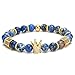 Joan Nunu CZ Crown King Charm Bracelet for Men Women Black Matte Onyx Stone Beads