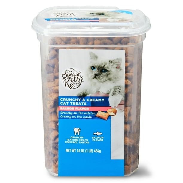 Crunchy & Creamy Cat Treats, Salmon Flavor, 16 oz, Provides 100% ...