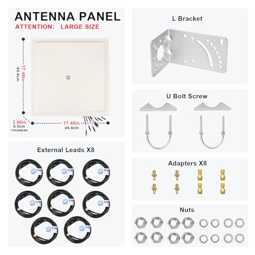Image of Maswell 8X8 MIMO 4G LTE 5G Antenna Outdoor, 600-8000MHz, 10dBi High Gain External Antenna with Professional LMR240 Equivalent Coaxial Cable for T-Mobile, Verizon, AT&T, WiFi 7 Ready