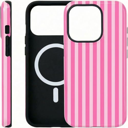 Coque iPhone 15 mignonne à rayures esthétiques pour femmes et filles