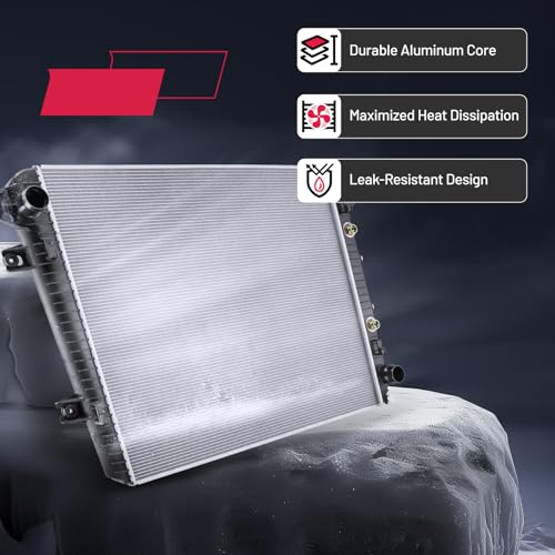 Image of BDFHYK 13690 Aluminum Radiator for Chevrolet Silverado 2500HD 3500HD 2017-2019, for GMC Sierra 2500HD 3500HD 2017-2019, CU13690, 16mm Core, Direct Fit Replacement, OE 84224661 23208447