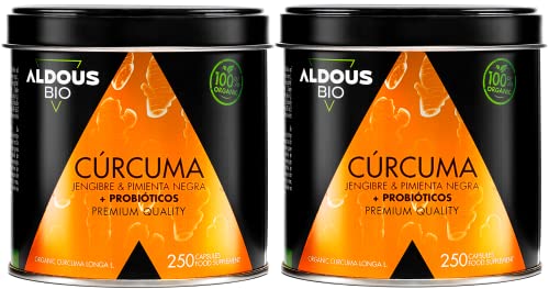 2 x 250 Cápsulas PROBIÓTICOS + Cúrcuma con Jengibre y Pimienta Negra - 1460mg - Cúrcuma en Cápsulas con Curcumina y Piperina - Antiinflamatorio Natural - Fórmula Avanzada - Certificación Ecológica