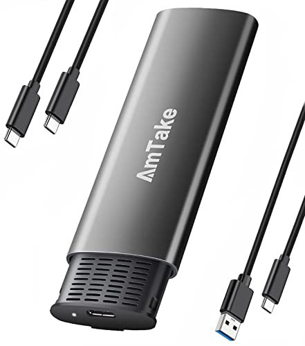 NVME M.2 Gehäuse,M.2 NVME SATA SSD Gehäuse 10 Gbps USB3.2/ USB3.1 Gen2 NVMe/SATA SSD für 2230/2242/2260/2280 von M-Key/M+B Key mit USB C zu C- und USB-A-zu-C-Kabel,UASP-Unterstützung Cover