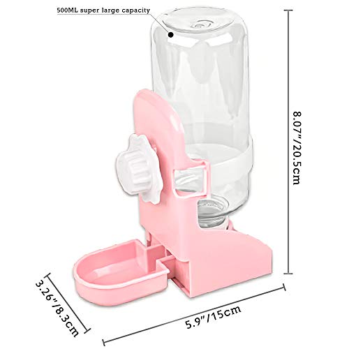 MEEQIAO Huisdier automatische waterdispenser, 500 ml ophangbaar, drankjes voor puppy's, cavia's, katten, hamsters… - Image 3