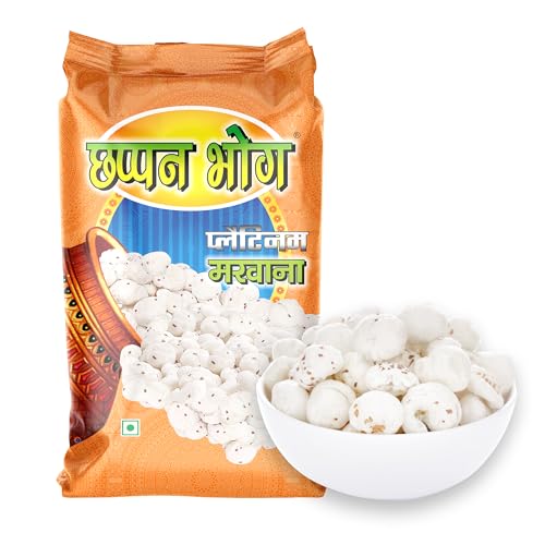 Image of Chappan Bhog Platinum Makhana 100g | 6+ Suta Jumbo Foxnuts (Phool Makhana) | Premium Raw Makhana (Lotus Seeds) | High Protein, Gluten Free Healthy Snack | Ready to Eat | Fasting and Evening Diet Snack