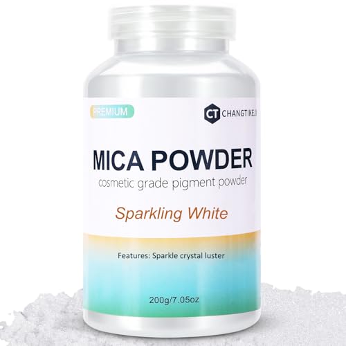 Polvo de mica blanco brillante para resina epoxi, brillo de labios, pintura de coche, tinte, fabricación de jabón, esmalte de uñas, resina epoxi, fabricación de velas, bombas de baño 200