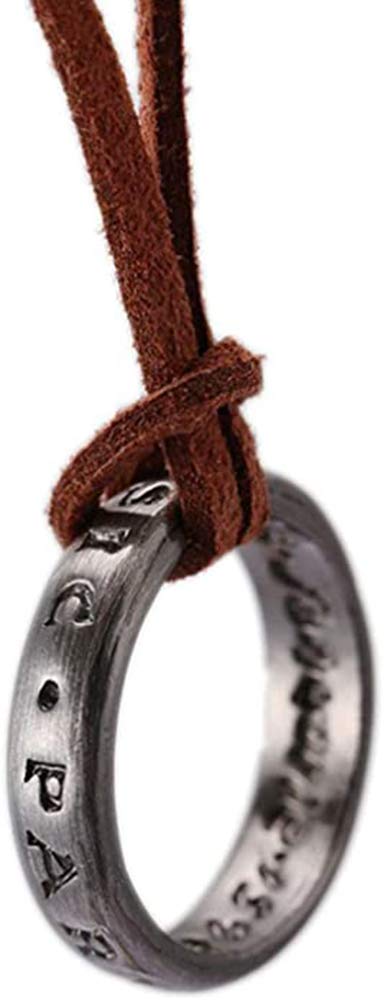 Uncharted Nathan Drake Silver Ring Cosplay Pendant Necklace - Brown/Silver