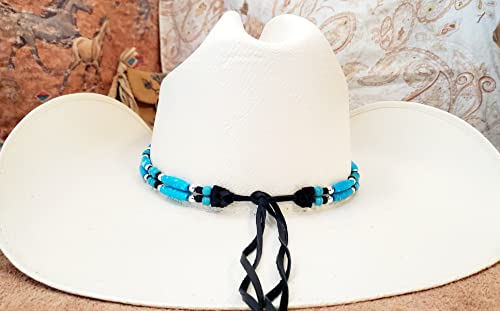 Western Cowboy Hat Band With Turquoise Bone Hairpipe Beads #TOP6