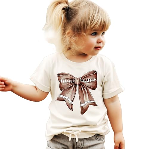 Football Bow Shirt for Girls and Toddlers Cute Girly Tee for Football Season2