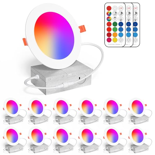 Recessed Lighting 4 Inch Color Changing 12W LED Downlights,1080Lumens Recessed Ceiling...