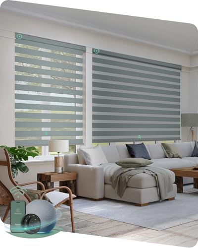 Yoolax Motorized Zebra Blinds Compatible with Alexa,Motorized Blinds with Remote