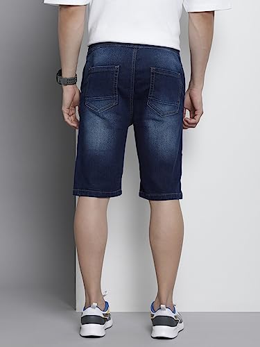 Image of The Indian Garage Co Men Regular Fit Solid Mid-Rise Denim Shorts