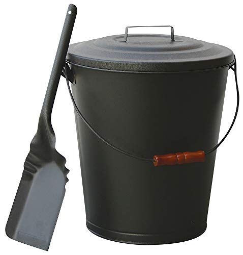 Uniflame, C-1724B, Olde World Iron Finish Ash Bin with Lid and Shovel