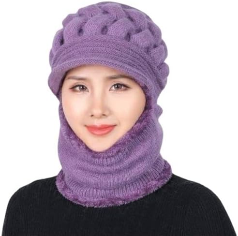 Women Winter Beanie Hat Peruvian Circle Scarf Set Warm Chunky Cable Knit Hats - Soft Stretch Thick Cute Knitted Cap - Image 5