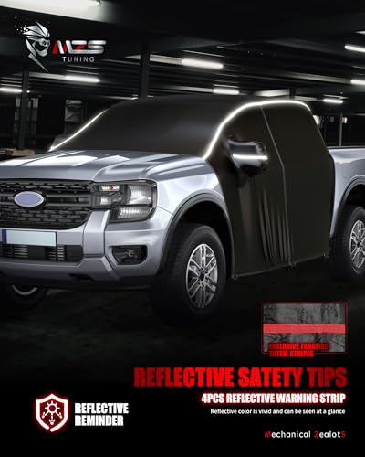 Image of MZS Cab Cover Compatible with Maverick /Ranger 2019-2026, 600D Waterproof Truck Half Cover with Driver Door Zipper Antenna Hole, All Weather Snow Rain UV Protection Car Cab Covers