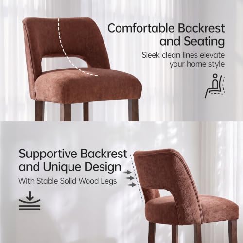 Image of VKNOW Bar Stools Set of 2, 26 inch Fabric Counter Height Bar Stools, Rusty Red