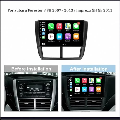 Radio Coche 2 DIN con Carplay para Subaru Forester 2007-2013: Aparca Fácil con Cámara HD 2