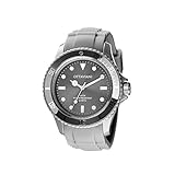  Armbanduhr Herren-Quarz mit Gehäuse aus Polycarbonat Grau von Durchmesser 40 mm, drehbare Zifferblatt Grau Indizes Trittstein, Armband Silikon Grau