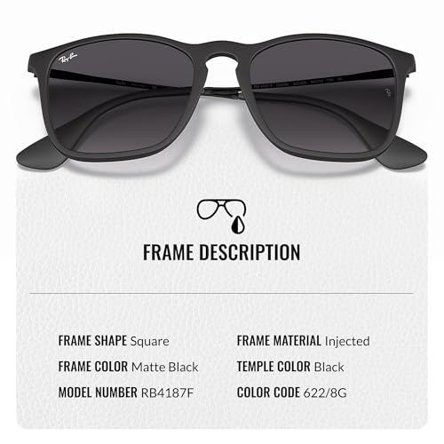 Ray-Ban RB4187F CHRIS LOW BRIDGE FIT Square Shaped Sunglasses for Men & Women with Official RAYBAN Eyewear Kit3