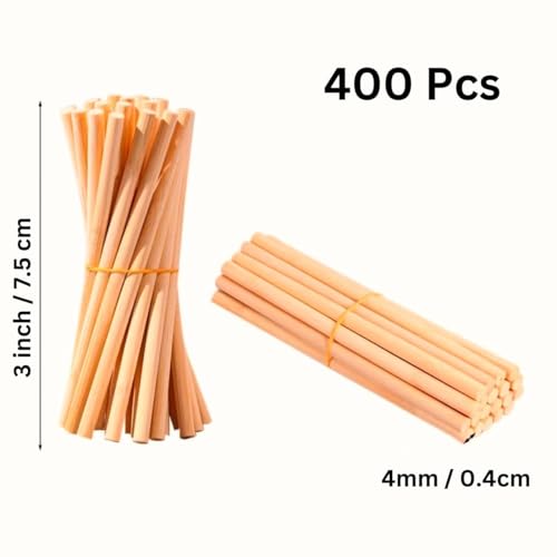 Image of BLOOMAX 6mm Wooden Dowel Rods for Art & Craft | 5 Inch Long Round Natural Hardwood Sticks | Pack of 60 Smooth Unfinished Wood Dowels for DIY, School Projects & Macrame