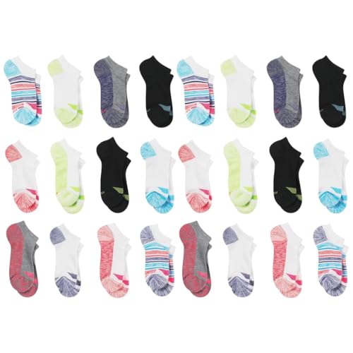Girls's Assorted No-Show Socks, Multicolor, Pack of 24