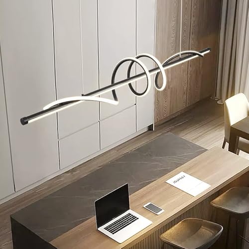 DELIPUSHI Lustre de LED para sala de jantar luzes pendentes lineares modernas, luminária de onda pre