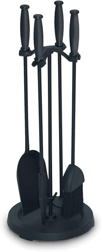 Pilgrim Home and Hearth 18023 MBK - Juego de herramientas para chimenea de barril, 23 pulgadas de alto, 17 libras, negro mate