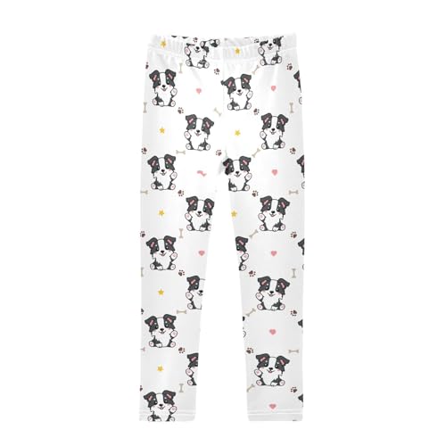 CaTaKu Girls Leggings Cute Doggy Bone Paw Leggings for Girls Kids Athletic Workout Yoga Pants Size 4-10T