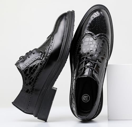 DADAWEN Men's Dress Shoes Classic Lace Up Wingtip Oxford Shoes Business Formal Shoes3