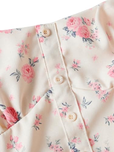 SHENHE Girl's Floral Split Thigh Ruched Spaghetti Strap Summer Cute Long Cami Dress3