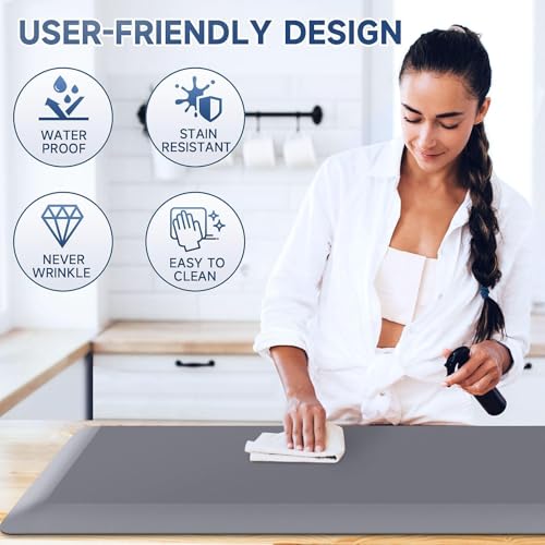 Image of 4 /5 Inch Thick Kitchen Mat Anti Fatigue Mat Kitchen Rugs Kitchen Decor Non-Slip, Stain & Water Resistant, Kitchen Mats Desk Mat for Kitchen, Office, Workshop, Grey, 17'' x 60''