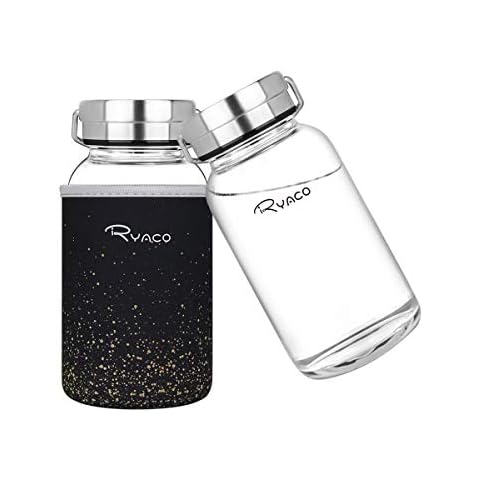 Ryaco Glasflasche 800ml - Trinkflasche Wasserflasche Glas Cover