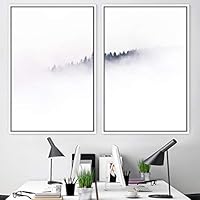 2 Piece Framed Canvas Wall Art Foggy Scenery Canvas Prints Home Artwork Decoration for Living Room,Bedroom - 16
