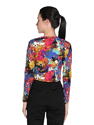 Image of CHKOKKO Women's Polyester Regular Fit Round Neck Full Sleeves Gym Crop Top