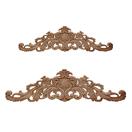 European Style Real Wood Long Floral Carving Applique Home Decoration Accessories Door Cabinet Furniture Figurines 100X265Cm #TOP2
