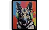German Shepherd Abstract Art Print Poster, Dog With Headphones Pet Animal Wall Art Decor Picture Painting Decor Gallery 12 (German Shepherd, 8 x 10 inches, Unframed)